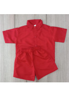 CONJUNTO BERMUDA E CAMISA VERMELHO TAM. P, M E G